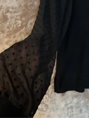 Adrianna Papell Black Peter Pan Collar Lace-Yoke Blouse Women’s Size S thumbnail 7