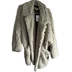 Free People Honeypie Teddy Jacket Shag‎ Faux Fur Coat Large thumbnail 4
