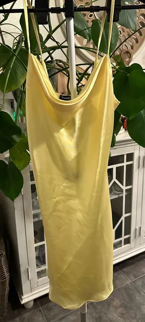 Vintage Y2K Bebe "Liquid Gold" Satin Mini‎ Dress thumbnail 1