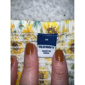 Old Navy Floral Peplum Blouse M Yellow Ditsy Cottagecore Puff Sleeve thumbnail 4