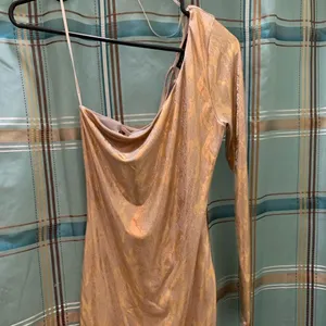 Symphony gold foil snakeskin backless crisscross mini dress one shoulder long si thumbnail 4