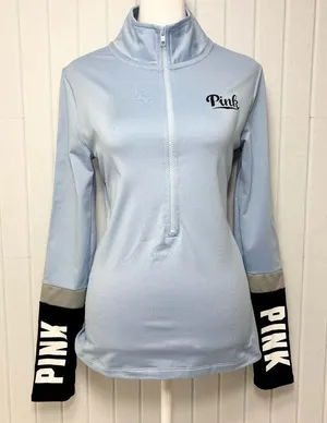 PINK Victoria's Secret ULTIMATE Sky Blue‎ Quarter-Zip Hoodie Size S thumbnail 1