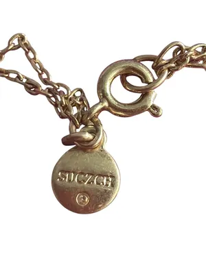 Gold Plated Double Chain Pendant Necklace Painted Daisy Stars SU CZ CH Adj 19" thumbnail 5