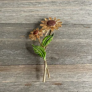 VTG Lisner Enamel Sunflower Brooch Gold Tone Daisy Floral Pin Autumn Harvest thumbnail 4