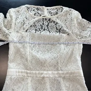 NWT Lulus Show My Love White Floral Lace 3/4 Bell Sleeve Mini Dress‎ MEDIUM thumbnail 12