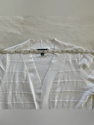 Karen Scott White Knit Cardigan size L thumbnail 10