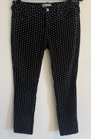 Free People- Black Polka Dot Stretch Skinny Jeans - Women's Size 29 thumbnail 1