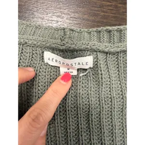 Aeropostale Women's M Khaki Green Chunky Knit Open Front Cardigan Sweater thumbnail 2