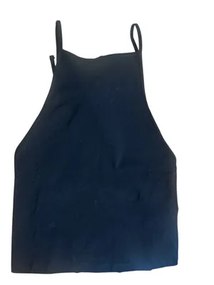 ZARA Black High Neck Spaghetti Strap Cami Top Minimalist Basic Tank Crop Top NWOT M thumbnail 3