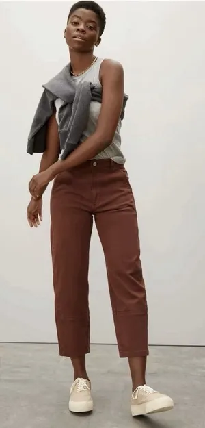 Everlane The Utility Barrel Pant Brown Rosewood Size 2 thumbnail 1