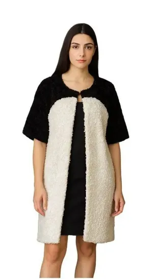 V. By Paris Valtadoros size M faux lamb fur coat. thumbnail 1
