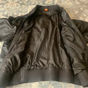 Brown Real Leather Bomber Jacket XL thumbnail 4