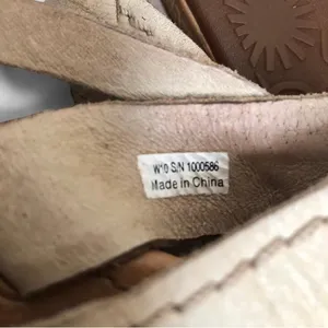 UGG Flip Flop Womens 10Beige Mireya Open Toe Slip On Casual Sandal Flats Leather thumbnail 10