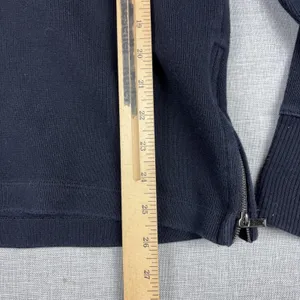 Lauren Ralph Lauren Sweater Womens S Black Cotton Hooded V Neck Side Zip Knit thumbnail 4