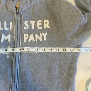 Hollister Y2K Full Zip Gray Sweatshirt Jacket Womens‎ Medium Hooded 90s Preppy thumbnail 5