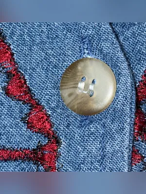 Vtg Asapo Western 100% Cotton Floral Tribal Embroidered‎ Denim Button Up Vest, M thumbnail 8