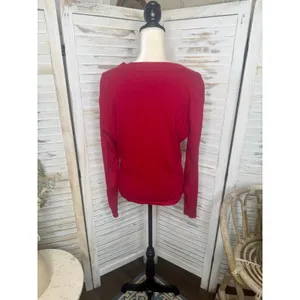 CABI Women's Medium Ballet Wrap Cardigan Sweater Red Cotton Angora Rabbit Hair thumbnail 5