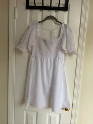 Hill House Home Athena Nap Dress White Swiss Dot Cotton Mini XS thumbnail 12