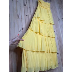 NWT Lulus Seriously Sensational Yellow Strapless Tiered Maxi Dress Banquet XXS thumbnail 5