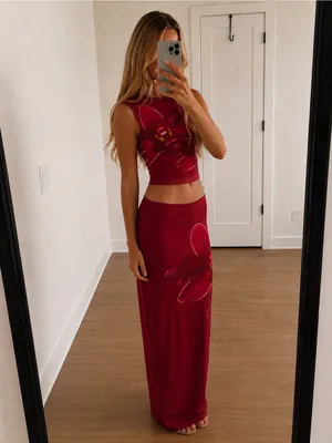 Peppermayo Waiting For Dawn Rosa Floral Mesh Maxi Skirt Set thumbnail 2