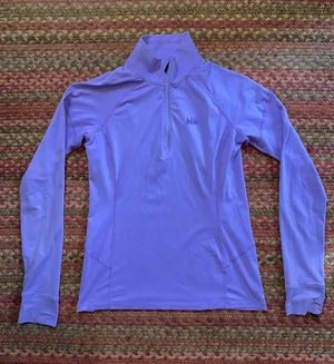REI CO OP LAVENDER PURPLE THIN PULL OVER POLO LAYER thumbnail 1