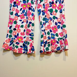 Kate Spade Pajama Set‎ Multi Color Floral Ruffle Trim Womens Small NWT thumbnail 8