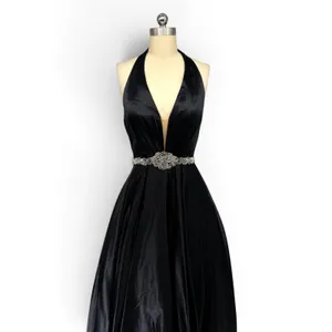 NWT Sherri Hill 51588 Black Halter Ball Gown Beaded Waist Dress Size 4 $598 thumbnail 4