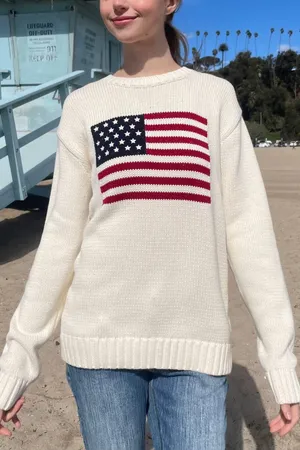 Cream Brandy Melville American Flag Sweater thumbnail 1