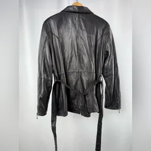 Vintage Valerie Stevens Lambskin Leather Belted Jacket‎ in Black Size Medium thumbnail 7
