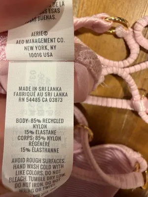 Aerie Shine Rib Bikini Swim Set Medium String Triangle Top & Bottom Pink NWT thumbnail 7