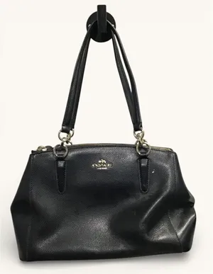 Coach Large Christie Carryall Black Crossgrain Leather Satchel Shoulder Bag Gold thumbnail 1