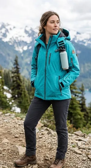 Avalanche Teal Waterproof Ski Jacket with Hood thumbnail 1