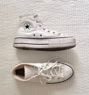 Women’s white converse platform high tops thumbnail 1