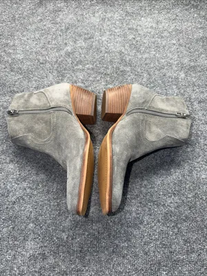Dolce Vita Gray Suede Ankle Booties with Brown Trim Size 8 thumbnail 4