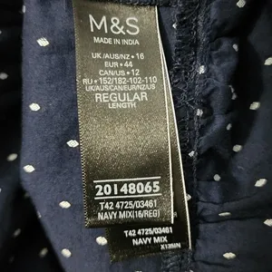 M&S Collection Navy & White Polka Dot Long Sleeve Dress White Ruffle Cuff Accent thumbnail 3