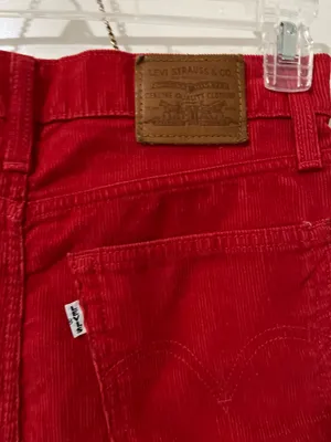 Levi’s Corduroy Mini Skirt Sz 27 Red thumbnail 3