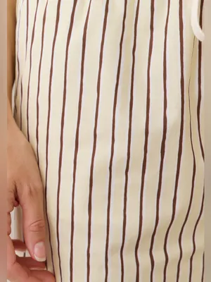 NWT Few Moda Beatriz Cotton Pant size Small S drawstring yellow brown stripe opt thumbnail 5