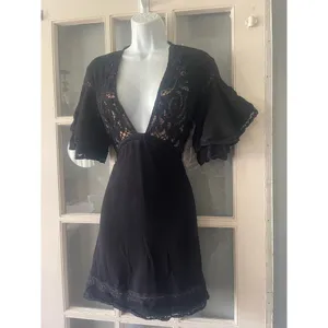 For Love and Lemons Carmine Black Lace Ruffle Sleeve Cami Mini Dress thumbnail 7