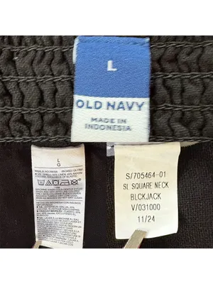 Old Navy Square Neck Linen-Blend Mini Dress Black Size Large thumbnail 8