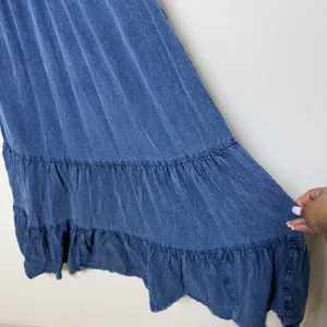 Lapogee Women Babydoll Maxi Denim Dress XL Tiered Boho Fairy Grunge Indie Sleaze thumbnail 6