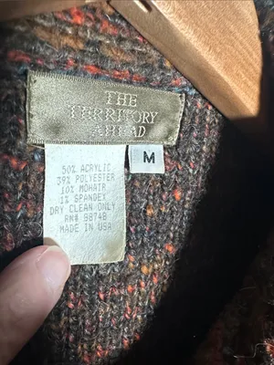 The Territory Ahead Brown Chunky Knit Button Up Jacket Sweater Cardigan Pockets thumbnail 5