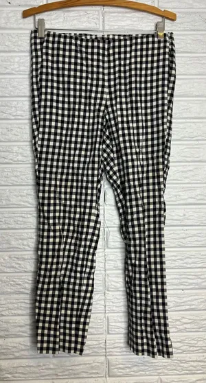 J.‎ Jill Gingham Pants Womens 8 Petite Black White Excellent Side Zip Stretch thumbnail 1