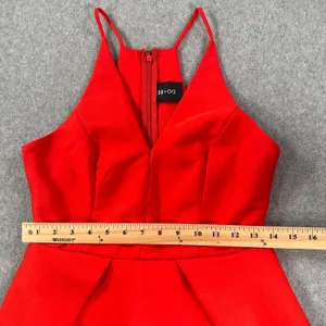 Do + Be Red Flare Cocktail Party Mini Dress Size Medium V-Neck Sleeveless thumbnail 4