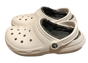 CROCS White Classic Lined Clog Shoes Unisex Size M4 W6 203591 thumbnail 1