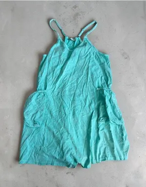 ZENANA Aqua Burnished Shorts Romper Size Large thumbnail 1