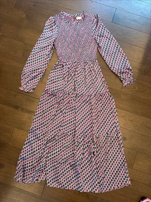 MelloDay Pink and Green Patterned Long Sleeve Dress Size Small - C11-647 thumbnail 1