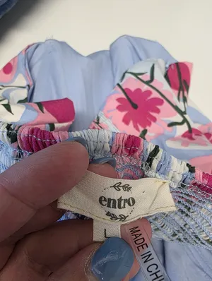 Entro Womens Tube Top Crop Size Large Floral Ruffled White Pink Blue Wedding Feminine thumbnail 3