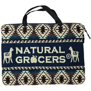 Natural Grocers Llama‎ Wool Laptop Sleeve Bag Southwest Geometric Ecuador Blue thumbnail 2