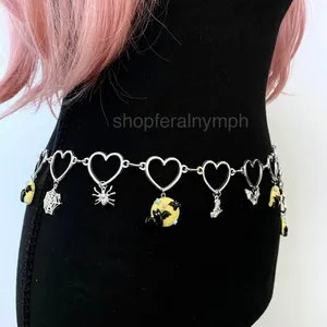 Silver Spooky Halloween Handmade Heart Chain Belt, Fits 26-44 Inches, X7GA1399 thumbnail 4