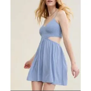 Aerie Blue Smocked Mini Dress Cutout Cotton‎ Blend Casual Size Medium thumbnail 10